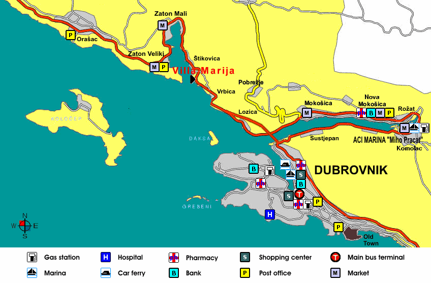 Villa Marija Location Map Dubrovnic